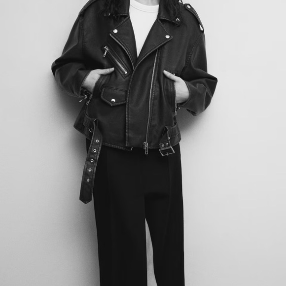 Distressed-effect biker jacket size M - Picture 2 of 9